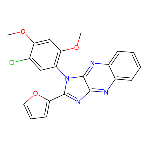 1-(5-chloro-2,4-dimethoxyphenyl)-2-(furan-2-yl)-1H-imidazo[4,5-b]quinoxaline structure