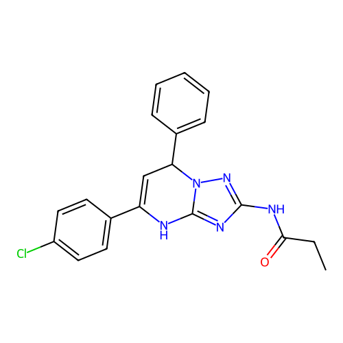 N-(5-(4-chlorophenyl)-7-phenyl-4,7-dihydro-[1,2,4]triazolo[1,5-a]pyrimidin-2-yl)propionamide structure
