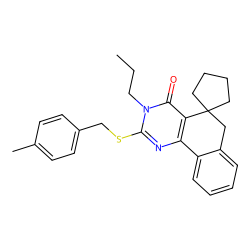 2-((4-methylbenzyl)thio)-3-propyl-3H-spiro[benzo[h]quinazoline-5,1'-cyclopentan]-4(6H)-one structure