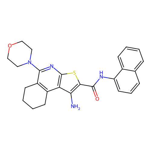 1-amino-5-(morpholin-4-yl)-N-(naphthalen-1-yl)-6,7,8,9-tetrahydrothieno[2,3-c]isoquinoline-2-carboxamide structure