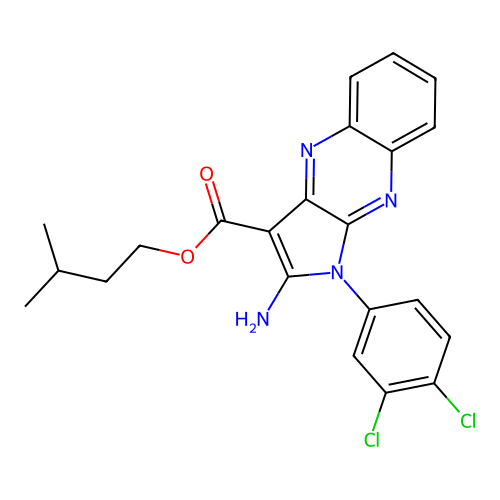3-methylbutyl 2-amino-1-(3,4-dichlorophenyl)-1H-pyrrolo[2,3-b]quinoxaline-3-carboxylate structure