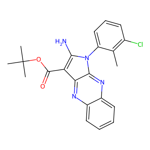 tert-butyl 2-amino-1-(3-chloro-2-methylphenyl)-1H-pyrrolo[2,3-b]quinoxaline-3-carboxylate structure