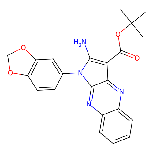 tert-butyl 2-amino-1-(1,3-benzodioxol-5-yl)-1H-pyrrolo[2,3-b]quinoxaline-3-carboxylate structure