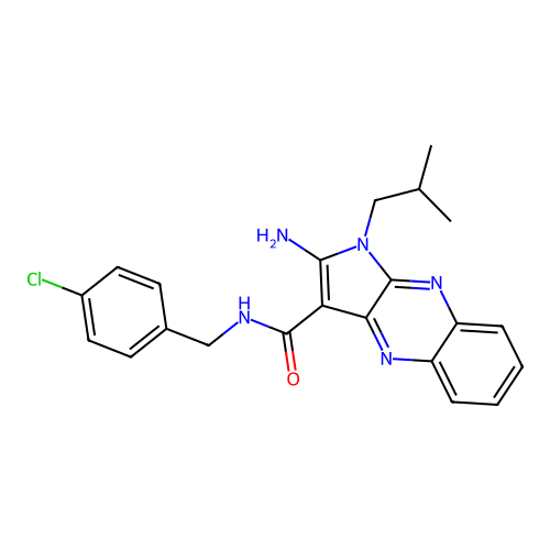 2-amino-N-(4-chlorobenzyl)-1-isobutyl-1H-pyrrolo[2,3-b]quinoxaline-3-carboxamide structure