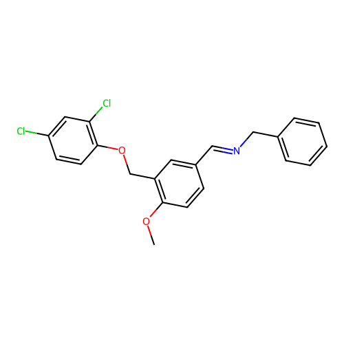 (E)-N-(3-((2,4-dichlorophenoxy)methyl)-4-methoxybenzylidene)-1-phenylmethanamine structure
