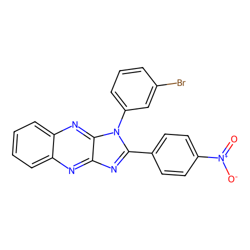 1-(3-bromophenyl)-2-(4-nitrophenyl)-1H-imidazo[4,5-b]quinoxaline structure