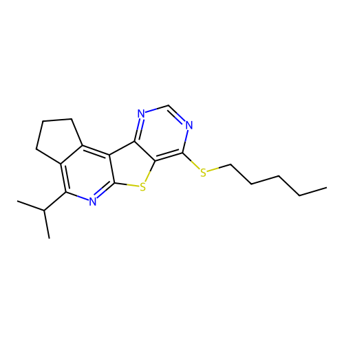 4-isopropyl-7-(pentylthio)-2,3-dihydro-1H-cyclopenta[4',5']pyrido[3',2':4,5]thieno[3,2-d]pyrimidine structure