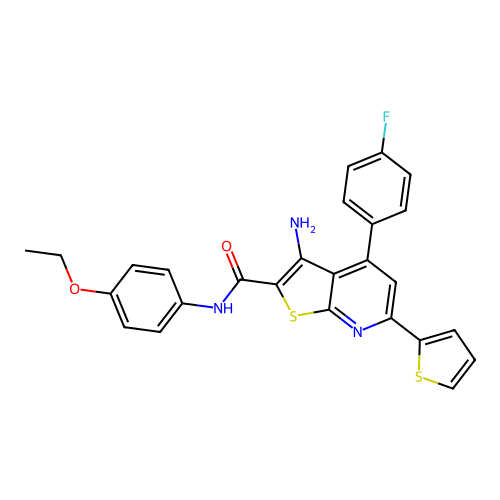 3-amino-N-(4-ethoxyphenyl)-4-(4-fluorophenyl)-6-(thiophen-2-yl)thieno[2,3-b]pyridine-2-carboxamide structure
