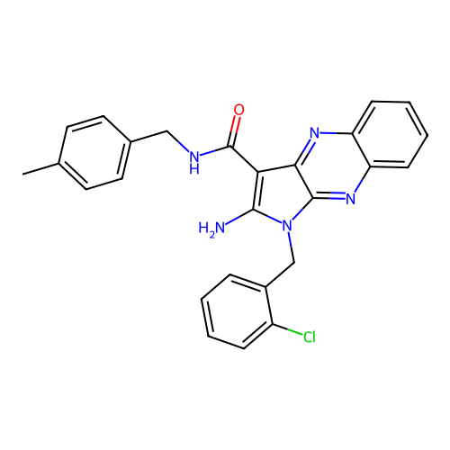 2-amino-1-(2-chlorobenzyl)-N-(4-methylbenzyl)-1H-pyrrolo[2,3-b]quinoxaline-3-carboxamide structure