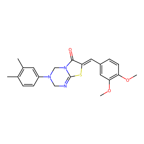 (Z)-7-(3,4-dimethoxybenzylidene)-3-(3,4-dimethylphenyl)-3,4-dihydro-2H-thiazolo[3,2-a][1,3,5]triazin-6(7H)-one structure