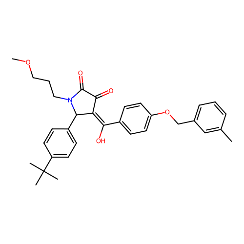 (4E)-5-(4-tert-butylphenyl)-4-(hydroxy{4-[(3-methylbenzyl)oxy]phenyl}methylidene)-1-(3-methoxypropyl)pyrrolidine-2,3-dione structure