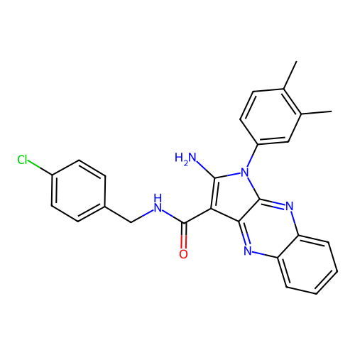2-amino-N-(4-chlorobenzyl)-1-(3,4-dimethylphenyl)-1H-pyrrolo[2,3-b]quinoxaline-3-carboxamide structure