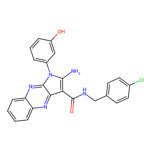 2-amino-N-(4-chlorobenzyl)-1-(3-hydroxyphenyl)-1H-pyrrolo[2,3-b]quinoxaline-3-carboxamide structure