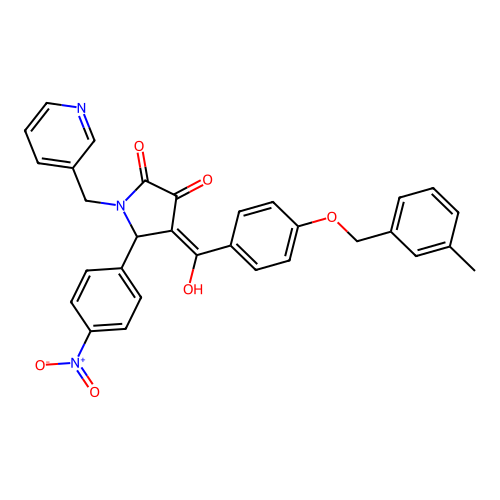 (4E)-4-(hydroxy{4-[(3-methylbenzyl)oxy]phenyl}methylidene)-5-(4-nitrophenyl)-1-(pyridin-3-ylmethyl)pyrrolidine-2,3-dione structure