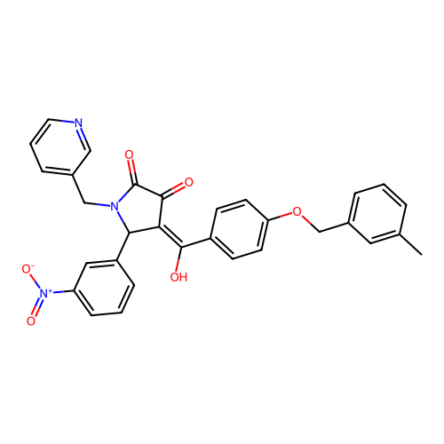 (4E)-4-(hydroxy{4-[(3-methylbenzyl)oxy]phenyl}methylidene)-5-(3-nitrophenyl)-1-(pyridin-3-ylmethyl)pyrrolidine-2,3-dione structure