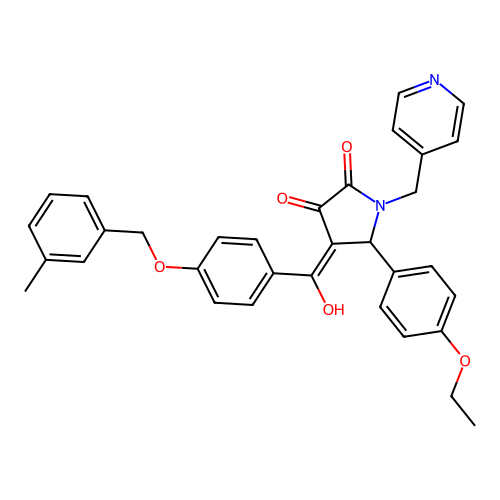 (4E)-5-(4-ethoxyphenyl)-4-[hydroxy-[4-[(3-methylphenyl)methoxy]phenyl]methylidene]-1-(pyridin-4-ylmethyl)pyrrolidine-2,3-dione structure