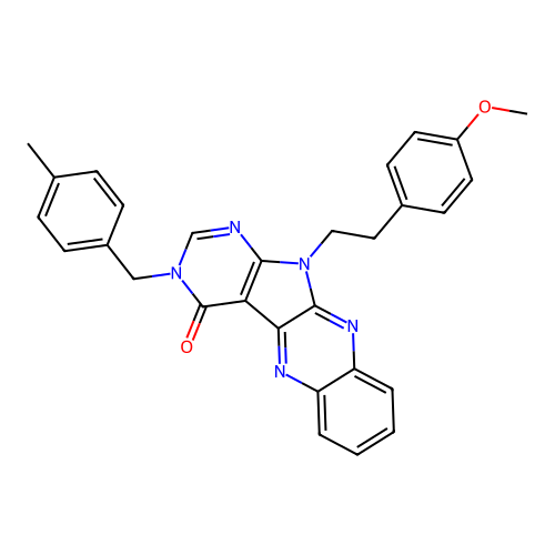 11-(4-methoxyphenethyl)-3-(4-methylbenzyl)-3H-pyrimido[5',4':4,5]pyrrolo[2,3-b]quinoxalin-4(11H)-one structure