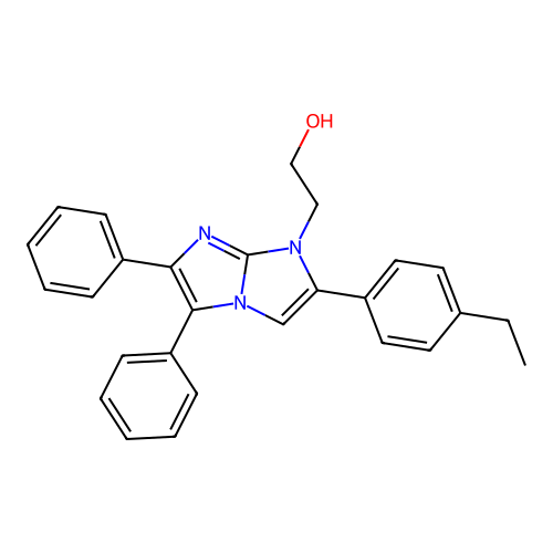 2-(2-(4-ethylphenyl)-5,6-diphenyl-1H-imidazo[1,2-a]imidazol-1-yl)ethanol structure