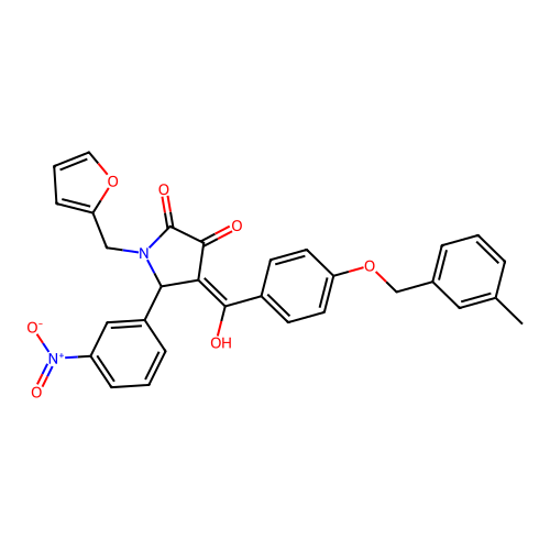 (4E)-1-(furan-2-ylmethyl)-4-(hydroxy{4-[(3-methylbenzyl)oxy]phenyl}methylidene)-5-(3-nitrophenyl)pyrrolidine-2,3-dione structure