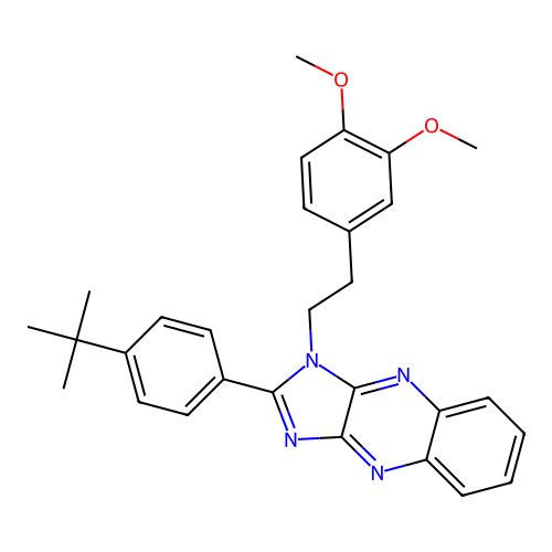 2-(4-(tert-butyl)phenyl)-1-(3,4-dimethoxyphenethyl)-1H-imidazo[4,5-b]quinoxaline structure