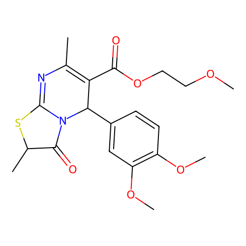 2-methoxyethyl 5-(3,4-dimethoxyphenyl)-2,7-dimethyl-3-oxo-2,3-dihydro-5H-[1,3]thiazolo[3,2-a]pyrimidine-6-carboxylate structure