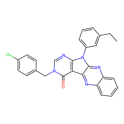3-(4-chlorobenzyl)-11-(3-ethylphenyl)-3H-pyrimido[5',4':4,5]pyrrolo[2,3-b]quinoxalin-4(11H)-one structure
