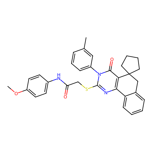 N-(4-methoxyphenyl)-2-((4-oxo-3-(m-tolyl)-4,6-dihydro-3H-spiro[benzo[h]quinazoline-5,1'-cyclopentan]-2-yl)thio)acetamide structure