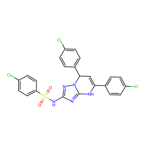 N-(5,7-bis(4-chlorophenyl)-4,7-dihydro-[1,2,4]triazolo[1,5-a]pyrimidin-2-yl)-4-chlorobenzenesulfonamide structure