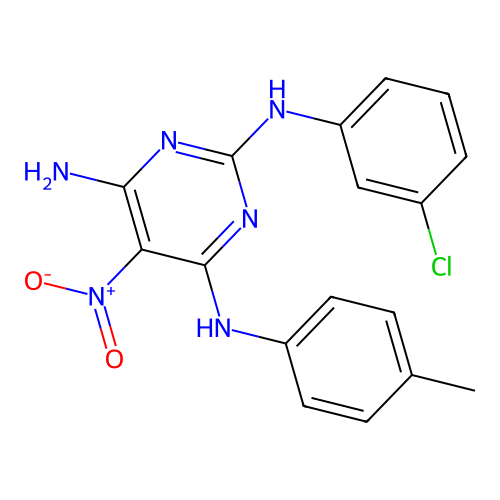 {6-Amino-2-[(3-chlorophenyl)amino]-5-nitropyrimidin-4-yl}(4-methylphenyl)amine structure