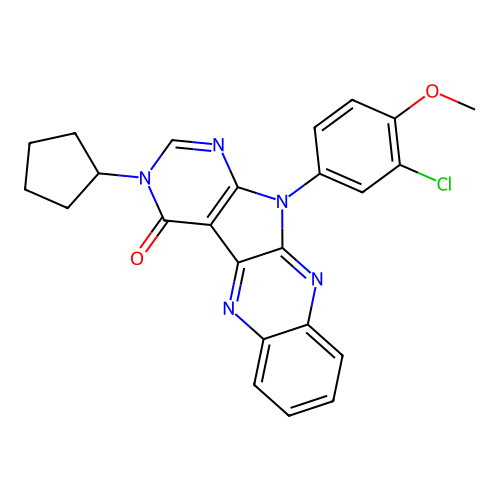 11-(3-chloro-4-methoxyphenyl)-3-cyclopentyl-3,11-dihydro-4H-pyrimido[5',4':4,5]pyrrolo[2,3-b]quinoxalin-4-one structure