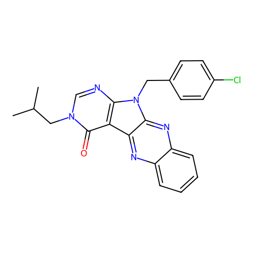 11-(4-chlorobenzyl)-3-isobutyl-3H-pyrimido[5',4':4,5]pyrrolo[2,3-b]quinoxalin-4(11H)-one structure