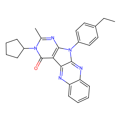 3-cyclopentyl-11-(4-ethylphenyl)-2-methyl-3H-pyrimido[5',4':4,5]pyrrolo[2,3-b]quinoxalin-4(11H)-one structure