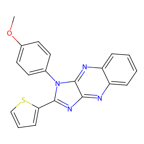 1-(4-methoxyphenyl)-2-(thiophen-2-yl)-1H-imidazo[4,5-b]quinoxaline structure