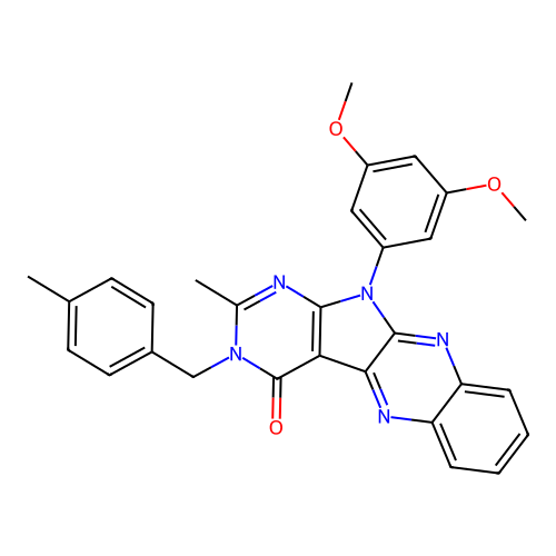 11-(3,5-dimethoxyphenyl)-2-methyl-3-(4-methylbenzyl)-3H-pyrimido[5',4':4,5]pyrrolo[2,3-b]quinoxalin-4(11H)-one structure