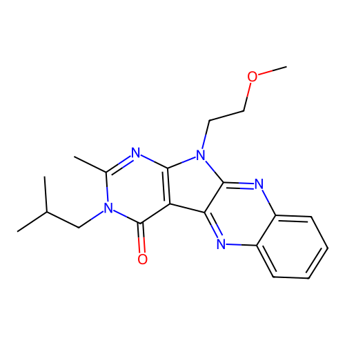 3-isobutyl-11-(2-methoxyethyl)-2-methyl-3H-pyrimido[5',4':4,5]pyrrolo[2,3-b]quinoxalin-4(11H)-one structure