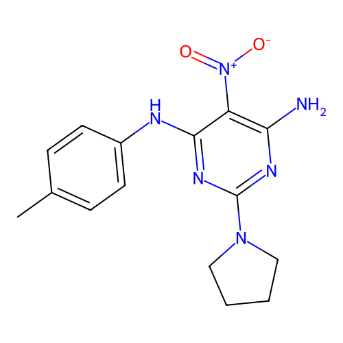 (6-Amino-5-nitro-2-pyrrolidinylpyrimidin-4-yl)(4-methylphenyl)amine structure