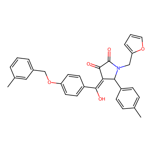 (4E)-1-(furan-2-ylmethyl)-4-(hydroxy{4-[(3-methylbenzyl)oxy]phenyl}methylidene)-5-(4-methylphenyl)pyrrolidine-2,3-dione structure
