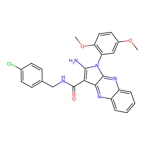 2-amino-N-(4-chlorobenzyl)-1-(2,5-dimethoxyphenyl)-1H-pyrrolo[2,3-b]quinoxaline-3-carboxamide structure