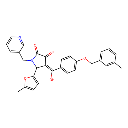 (4E)-4-(hydroxy{4-[(3-methylbenzyl)oxy]phenyl}methylidene)-5-(5-methylfuran-2-yl)-1-(pyridin-3-ylmethyl)pyrrolidine-2,3-dione structure