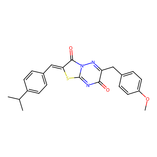 (2Z)-6-[(4-methoxyphenyl)methyl]-2-[(4-propan-2-ylphenyl)methylidene]-[1,3]thiazolo[3,2-b][1,2,4]triazine-3,7-dione structure