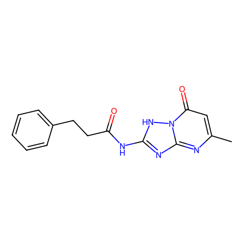 N-(7-hydroxy-5-methyl[1,2,4]triazolo[1,5-a]pyrimidin-2-yl)-3-phenylpropanamide structure