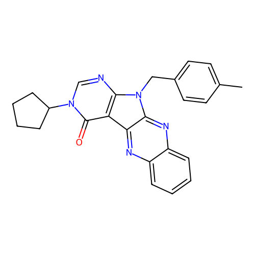 3-cyclopentyl-11-(4-methylbenzyl)-3H-pyrimido[5',4':4,5]pyrrolo[2,3-b]quinoxalin-4(11H)-one structure