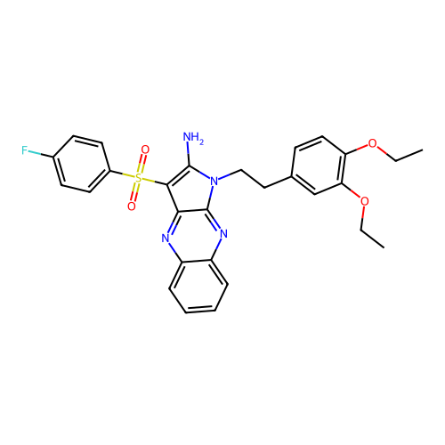 1-[2-(3,4-diethoxyphenyl)ethyl]-3-(4-fluorophenyl)sulfonylpyrrolo[3,2-b]quinoxalin-2-amine structure