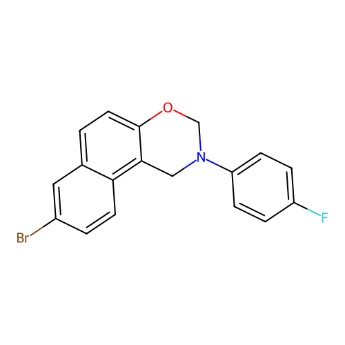 8-bromo-2-(4-fluorophenyl)-2,3-dihydro-1H-naphtho[1,2-e][1,3]oxazine structure