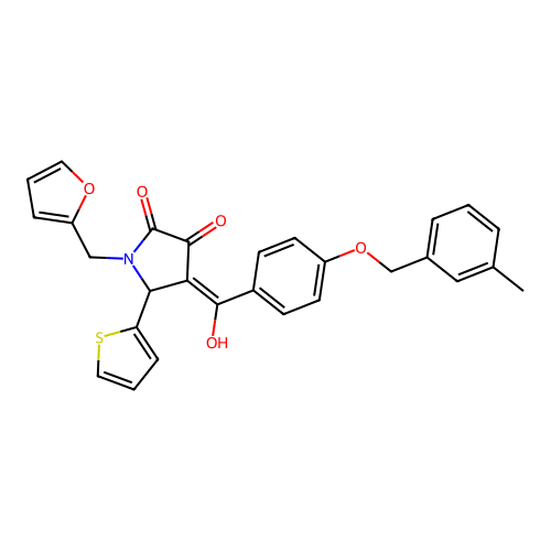 (4E)-1-(furan-2-ylmethyl)-4-(hydroxy{4-[(3-methylbenzyl)oxy]phenyl}methylidene)-5-(thiophen-2-yl)pyrrolidine-2,3-dione structure