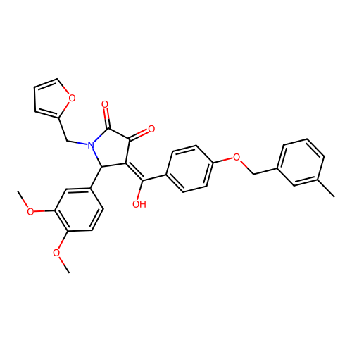 (4E)-5-(3,4-dimethoxyphenyl)-1-(furan-2-ylmethyl)-4-(hydroxy{4-[(3-methylbenzyl)oxy]phenyl}methylidene)pyrrolidine-2,3-dione structure
