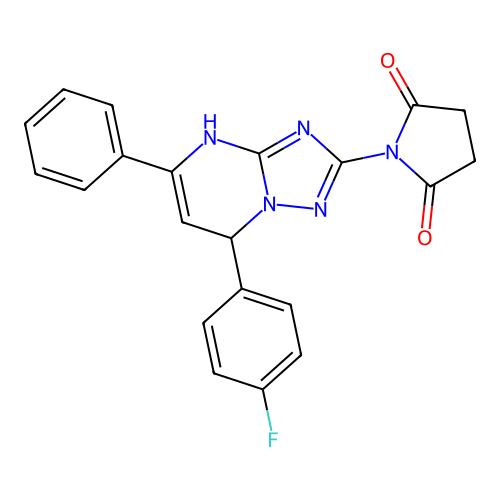 1-(7-(4-fluorophenyl)-5-phenyl-4,7-dihydro-[1,2,4]triazolo[1,5-a]pyrimidin-2-yl)pyrrolidine-2,5-dione structure