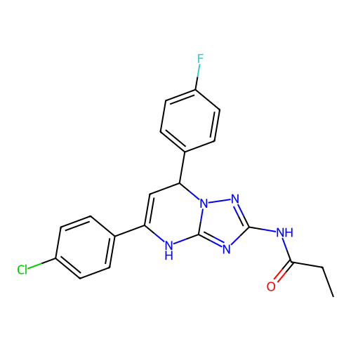 N-(5-(4-chlorophenyl)-7-(4-fluorophenyl)-4,7-dihydro-[1,2,4]triazolo[1,5-a]pyrimidin-2-yl)propionamide structure