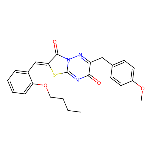 (2Z)-2-[(2-butoxyphenyl)methylidene]-6-[(4-methoxyphenyl)methyl]-[1,3]thiazolo[3,2-b][1,2,4]triazine-3,7-dione structure