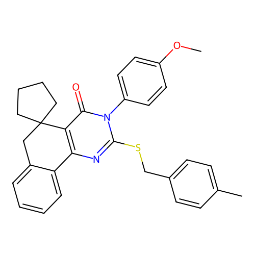 3-(4-methoxyphenyl)-2-((4-methylbenzyl)thio)-3H-spiro[benzo[h]quinazoline-5,1'-cyclopentan]-4(6H)-one structure